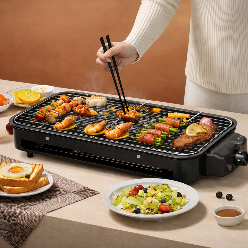 Барбекю Електрическо SOKANY 1500W, 2в1 Грил и Плоча