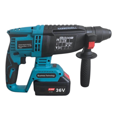 Перфоратор Безчетков Акумулаторен с 2 Батерии 36V, SDS-plus, с шило и секач