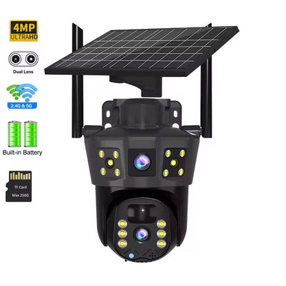 4G Соларна Въртяща Камера SIM карта , DUAL LENSE