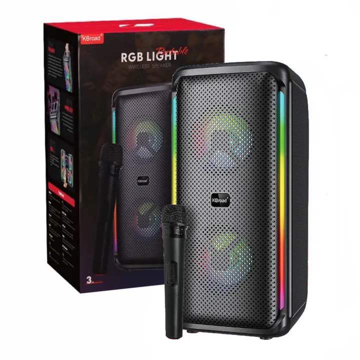 Мощна Преносима RGB Тонколона 2в1 с Подарък Микрофон 15х30см