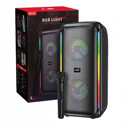 Мощна Преносима RGB Тонколона 2в1 с Подарък Микрофон 15х30см