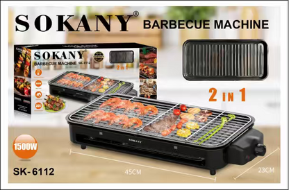 Барбекю Електрическо SOKANY 1500W, 2в1 Грил и Плоча